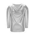 thumbnail image 4 of Womens Long Sleeve Yops Cowl Neck Long Sleeve Draped Shinny Ruched Lightweight Blouse Tops Summer Tops, 4 of 6