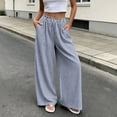 thumbnail image 3 of Wide Leg Pants Woman Elastic High Waist Loose Casual Lightweight Striped Flowy Palazzo Pants with Pockets, 3 of 6
