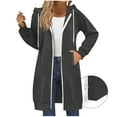 thumbnail image 5 of Long Hoodies for Women Fashion 2026 Full Zip Up Oversized Fleece Lightweight Casual Fall Jacket Coat with Pocket, 5 of 8
