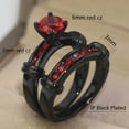 thumbnail image 4 of Matching Ring Couple Rings Black Gold Plated 1CT Red CZ Wedding Ring Sets Titanium Male Ring, 4 of 7