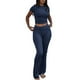 thumbnail image 2 of Conjuntos de 2 piezas para mujer: top ajustado de manga corta y leggings acampanados de talle bajo, ropa deportiva de viscosa 92 % para el día a día y ocasiones informales, 2 of 4