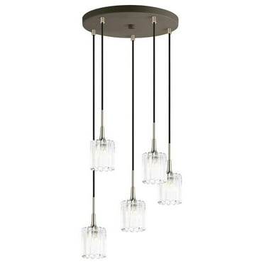 Woodbridge Lighting Regent Park 5-Light Swizzle Glass Pendant in Satin Nickel