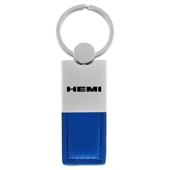 Hemi Duo Rectangular Leather Key Chain (Blue)
