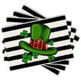 thumbnail image 3 of Washable Kitchen Placemats Set of 4, St. Patrick's Day Table Mats for Dining Table Party, Black and White Stripes Green Polka Dot Lucky Clovers Non-Slip Heat-Insulation Place Mat Sets, 3 of 5