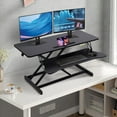 thumbnail image 2 of 38-inch Standing Desk Converter Height Adjustable Sit to Stand Up Workstation, Duals Monitor and Laptop Riser with Wide Keyboard Tray, for Home, School, Company, Black, 2 of 9