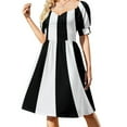 thumbnail image 1 of Vestido retro de manga corta con estampado de rayas blancas y negras para mujer, vestidos de falda de verano para mujer, vestido de verano 2025, 1 of 7
