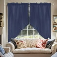 thumbnail image 2 of Dark Blue Swag Valances for Windows 2 Pack Solid Color Swag Kitchen Curtains 36 Inches Long Rod Pocket Short Window Treatment for Kitchen Bathroom 28"x36", 2 of 8