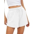 thumbnail image 2 of Women Sweat Shorts Casual Summer Comfy Lounge High Waisted Cotton Shorts with Pockets White L, 2 of 6