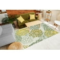 thumbnail image 3 of Flower Area Rug, Modern Dahlia Inspired Petals Blossom Abstract Garden Artwork Design Print, Soft Carpet for Living Room Decor with Distressed Look, 2.6' x 5', Peacock Green Yellow, by Ambesonne, 3 of 6