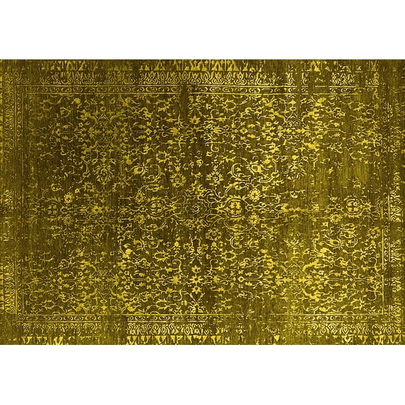 Ahgly Company Indoor Rectangle Oriental Yellow Industrial Area Rugs, 2' x 3'