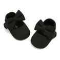 thumbnail image 3 of Infant Baby Girls Bowknot Shoes Soft Sole Princess Wedding Dress Flats Prewalker Newborn Light Baby Sneaker Shoes Black 12-18M, 3 of 7