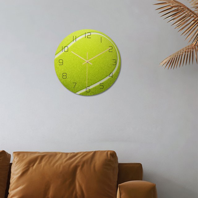 Ruiboury Wall Clock Portable Detachable 30cm Quiet Running Watch Home Decoration Tennis Shape