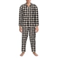 thumbnail image 3 of Honeii Black Plaid Heart Pattern Mens Pajamas Set,2pcs Men's Lounge Long Sleeve Sleep Shirt and Pajama Bottoms Sleepwear Set,Mens Pjs Sets-Small, 3 of 7
