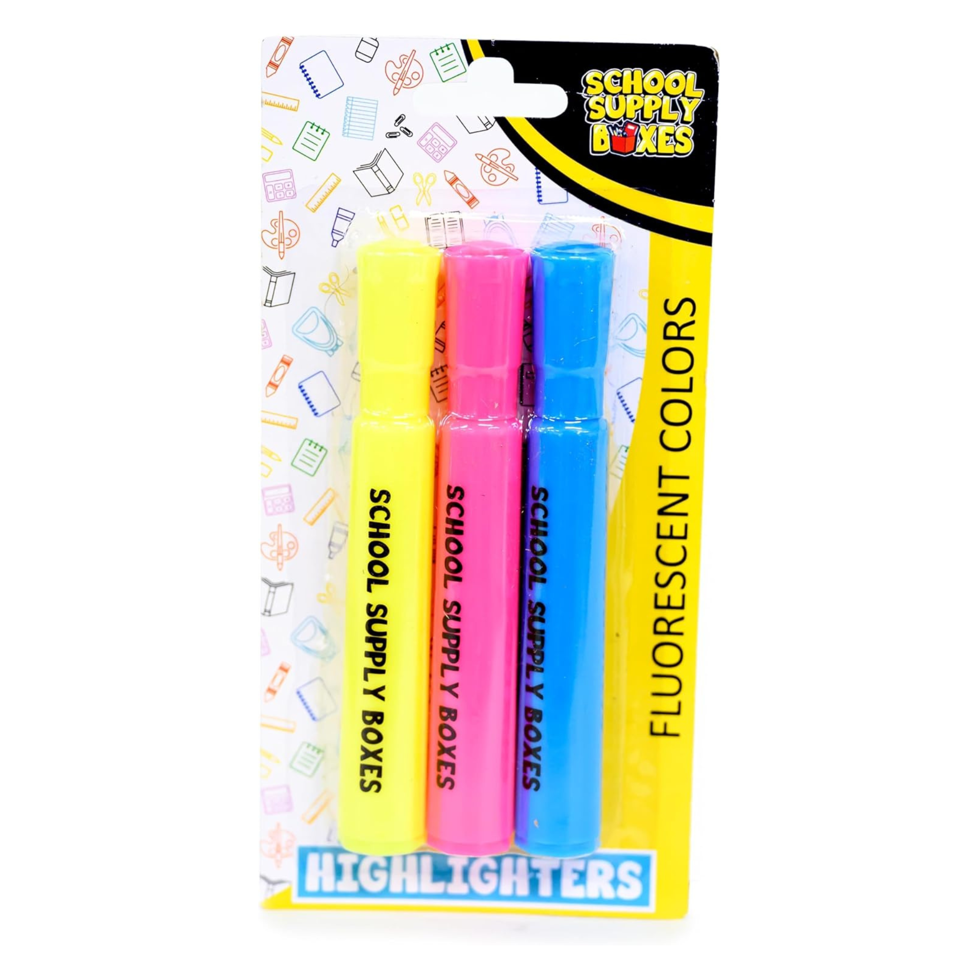 School Supply Boxes | 3 ct. Assorted Colors Highlighters | 48 Pack | Chisel Tip - Blue, Pink, Yellow | 144 Total Highlighters