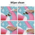 thumbnail image 4 of PIKWEEK Fun Pink Flamingo Christmas Snowflake Elastic Fitted Edged Round Tablecloth Fade Resistant Anti-Shrink Soft Table Cloth Washable Table Cover for Banquet Home Indoor or Outdoor White, 4 of 7