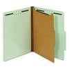 Pendaflex Pressboard Classification Folders, 4 Fasteners, 2/5 Tab, Letter, Green, 10/Box