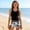 Black, variant on YANGXINX Girl's 2 Piece Swimwear Summer Hawaiian Palm Tree Printed Beach Swimsuits Sleeveless Tank Top and Shorts Sets girl tankini swimsuit