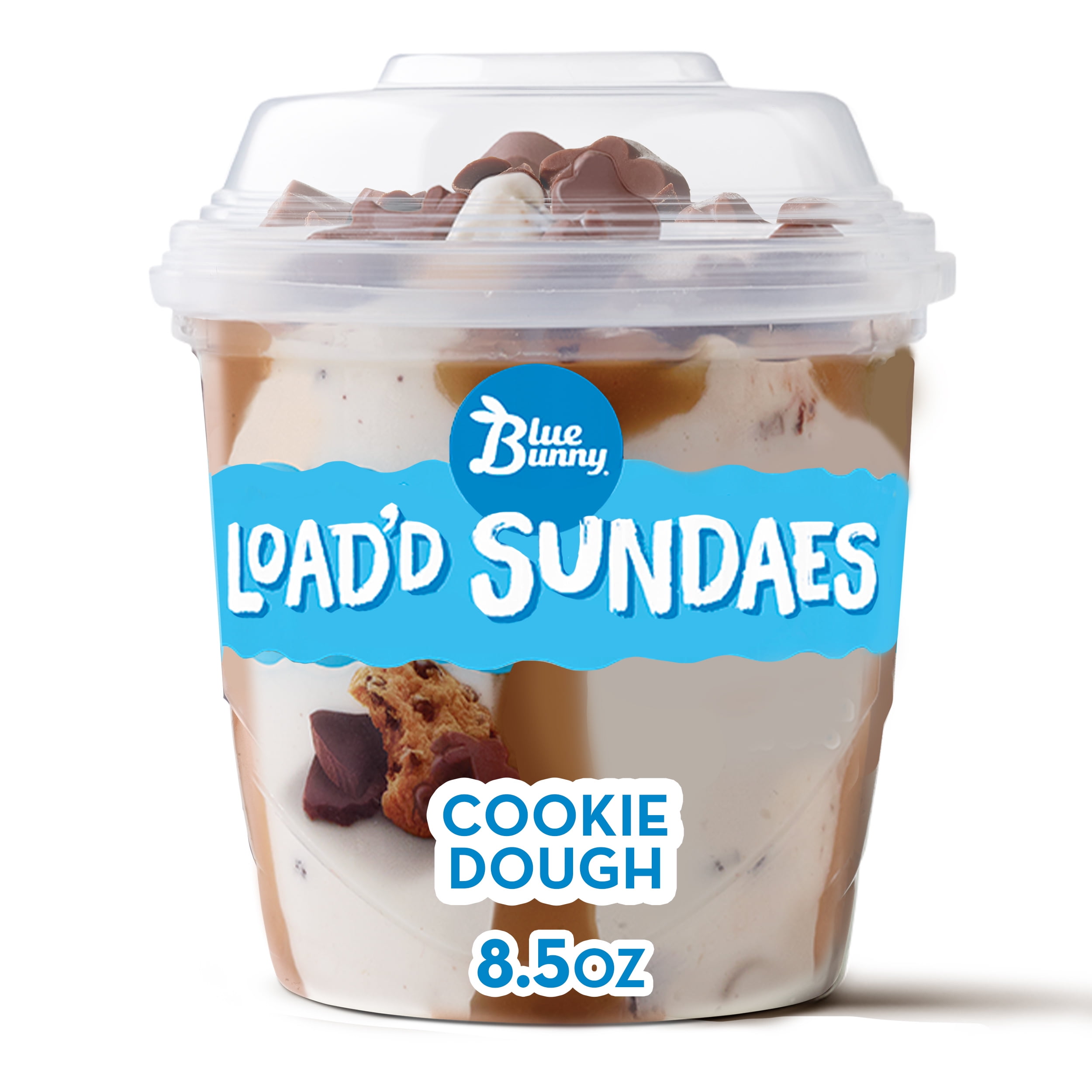 Blue Bunny Load'd Sundaes Cookie Dough, Frozen Dessert Cup, 8.5 fl oz