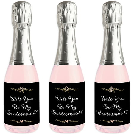 Best Day Ever - Mini Wine and Champagne Bottle Label Stickers - Will You Be My Bridesmaid Gift for Women and Men - (Best Bottle Labels For Daycare)