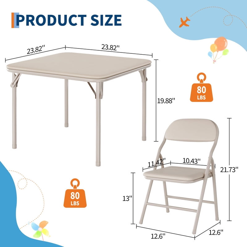 Kids Folding Table and Chair Set – 3-Piece Toddler Activity Table for Learning, Dining, Crafts, and Playtime