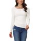 thumbnail image 1 of INSPIRE CHIC Women's Drawstring Ruched Top Round Neck Long Sleeve Irregular Hem Basic T-shirt Tops, 1 of 6