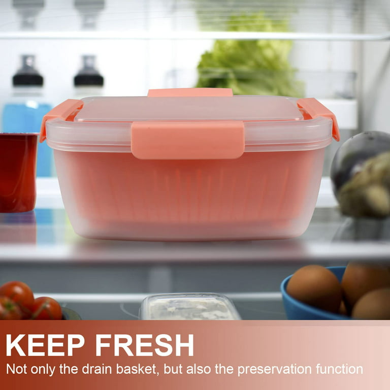 shopwithgreen Berry Keeper Box Containers, Berry Boxes Keep Fresh Produce Saver Food Storage Containers with Leak-Proof Lids - Clear, 68 oz, Pink