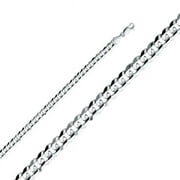 8 in. 14K White Gold 5.9 mm Wide Regular Concave Cuban Chain