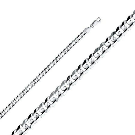 8 in. 14K White Gold 5.9 mm Wide Regular Concave Cuban Chain