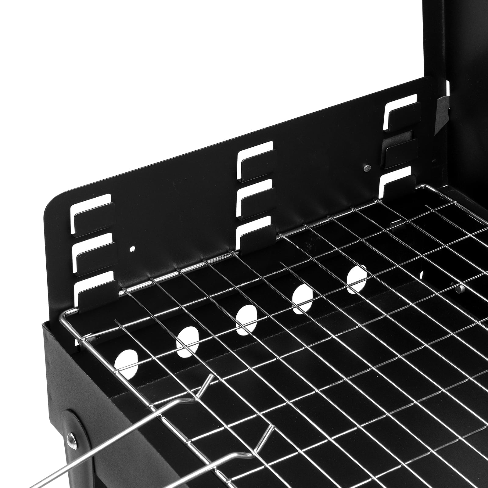 ZHICHUN Portable Square Charcoal Grill with Lid, Foldable Outdoor BBQ Grill Adjustable 3-Level Height, Black Steel Barbecue Grill for Camping Picnic Beach Party