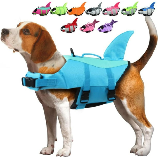 Chaleco salvavidas para perros EMUST Shark Design ajustable azul L