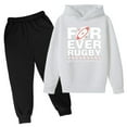 thumbnail image 1 of WEIYLL Autumn Outfits for Boys 2025 Hooded Football Personality Letter Printed Pants Football Rugby Activity White Suits 4-5 Years, 1 of 3