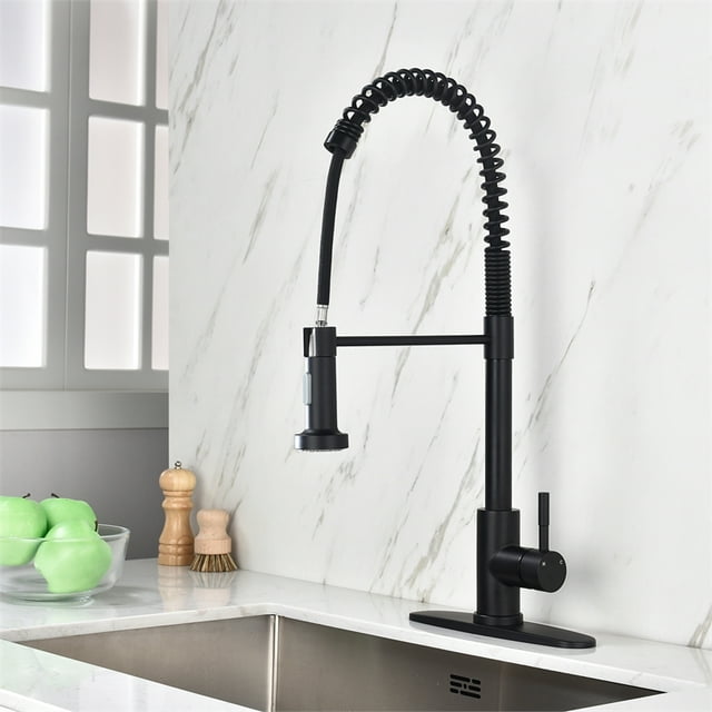 CRO Decor Single Handle Touch Pull Down Sprayer Kitchen Faucet in Matte Black