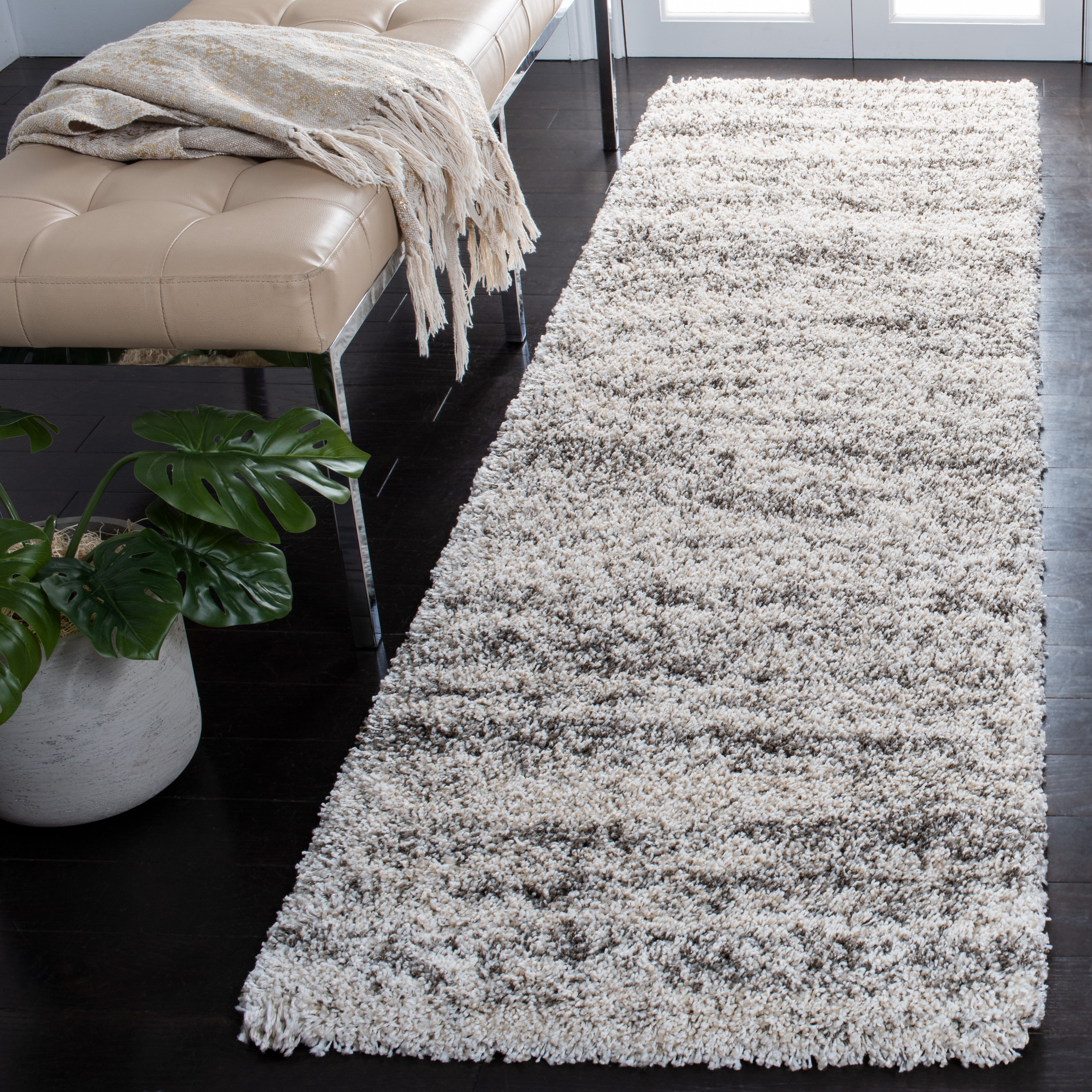 Safavieh Hudson Jack Abstract Shag Runner Rug, Ivory/Gray, 2'3" x 22'
