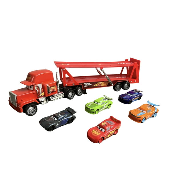 Trailer Mack Con 5 Vehículos De Fricción Cars