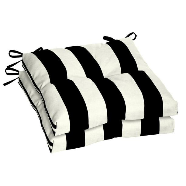 White Stripe 19 X 18 Outdoor Seat Pad, Black And White Stripe Outdoor Dining Chair Cushion