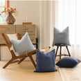 thumbnail image 5 of Set of 4 Neutral Couch Throw Pillow Covers, Blue Decorative Farmhouse Boho Throw Pillows for Living Room, Couch, Bed, Sofa Soft Corduroy Accent Home Decor ( No Pillow 18x18 Inch), 5 of 7