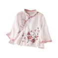thumbnail image 1 of Vestidos Casuales Para Mujer, Blusas De Mujer De Moda Cárdigan informal de lino con cuello alto y botones bordados para mujer, 1 of 4