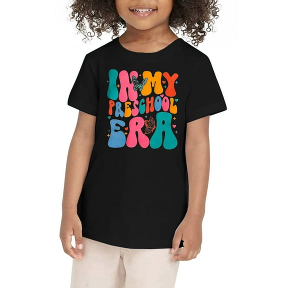 KONDYS Boys Stretch T Shirts First Day Of School Shirt for Child Girl In My Preschool Shirt Kindergarten Shirts Basic Tees Casual Tops for 12-24 Months