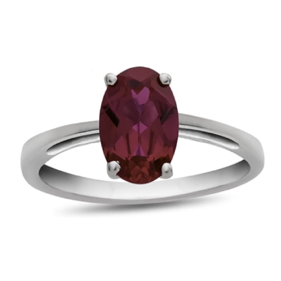 Mooneye 4-Prong Set 925 Sterling Silver Oval Red Ruby Solitaire Women Valentines Day Gift Ring