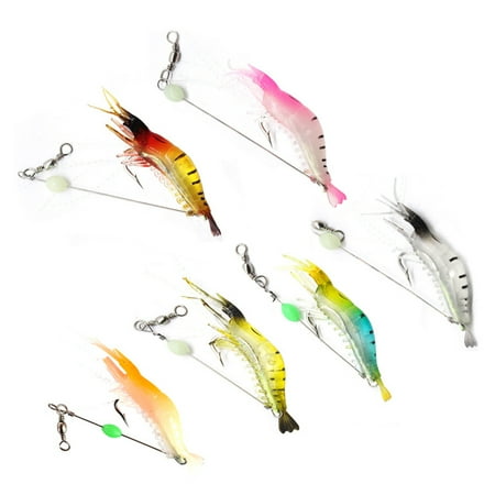 Opolski 10Pcs 9.5cm/6.5g Luminous Bionic Shrimp Soft Lures Baits with Hook Fishing Tools
