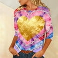 thumbnail image 4 of BLVB Womens 3/4 Sleeve Crew Neck T-Shirts Valentina's Day Spring Shirts Love Heart Printed Graphic Tees Tops Gifts, 4 of 6