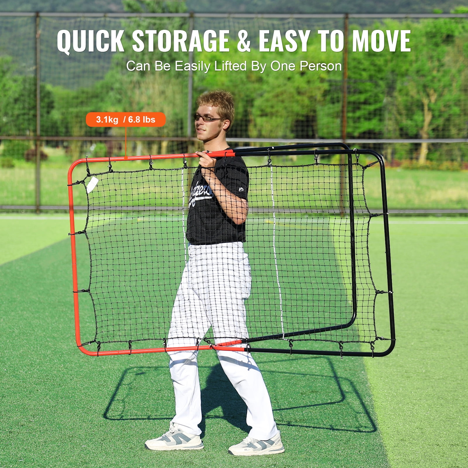 VEVOR Baseball And Softball Rebounder Net, 3 x 4.5 ft PitchBack Baseball Pitching Nest, 3-Way Baseball, Softball Pitchback Net, Fielding Trainer, Bounce Back Net for Fielding/Throwing Practice