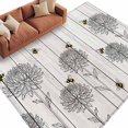thumbnail image 2 of 5x8 Washable Area Rug, Modern Non-Slip Large Rectangle Rug for Living Room Dining Room, Simple Black and White Line Daisies Bees Wood Grain Indoor Floor Mat for Home Decor, 2 of 9