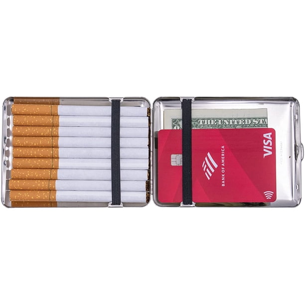 Made in Germany Nickle Plated Cigarette Case (18 100s) With Elastic Bands  (Windows)