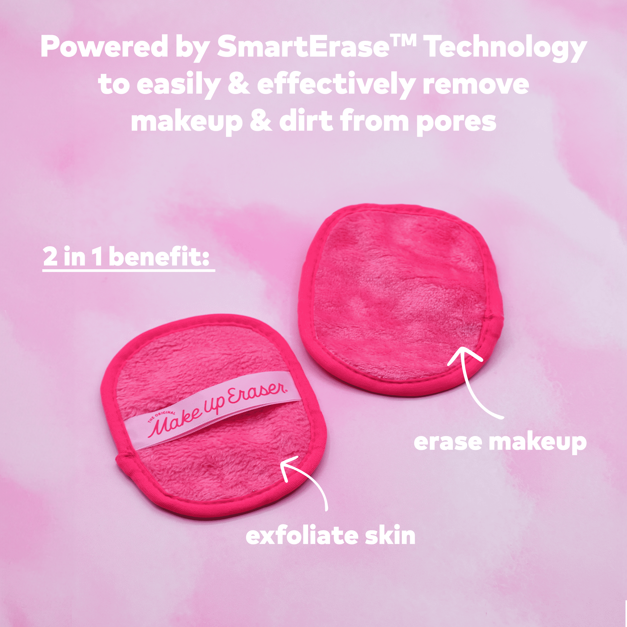 (3 pack) The Original MakeUp Eraser, Pink Daily Makeup Eraser Reusable Cloths