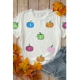 thumbnail image 3 of Women's White Sequin Pumpkin Patched Casual T-Shirt - Fall Graphic Tee | [ZhiHiMeRi] | (US 20-22)2XL, 3 of 10