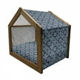 thumbnail image 2 of Blue and White Pet House, Winter Holiday Fair Isle Pattern Illustration Nordic Retro, Outdoor & Indoor Portable Dog Kennel with Pillow and Cover, 5 Sizes, Pale Blue Navy Blue, by Ambesonne, 2 of 5
