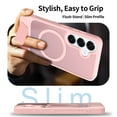 thumbnail image 6 of Dteck Magnetic Case for Samsung Galaxy S25 / Galaxy S24,Shockproof TPU+PC Anti-Slip Compatible with Mag Safe Case Adjustable Kickstand Frosted Translucent Matte Phone Cover,Pink, 6 of 6