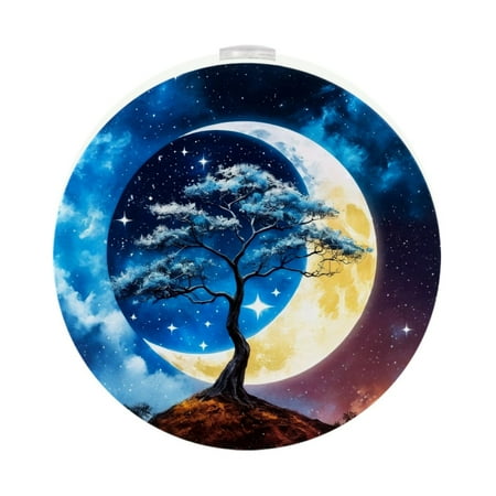 

Night Lights Plug Into Wall [2 Pack] Night Light for Kids LED Nightlight with Dusk to Dawn Sensor for Bathroom Decor Children Room Yin Yang Tai Chi Universe Nebula Galaxy