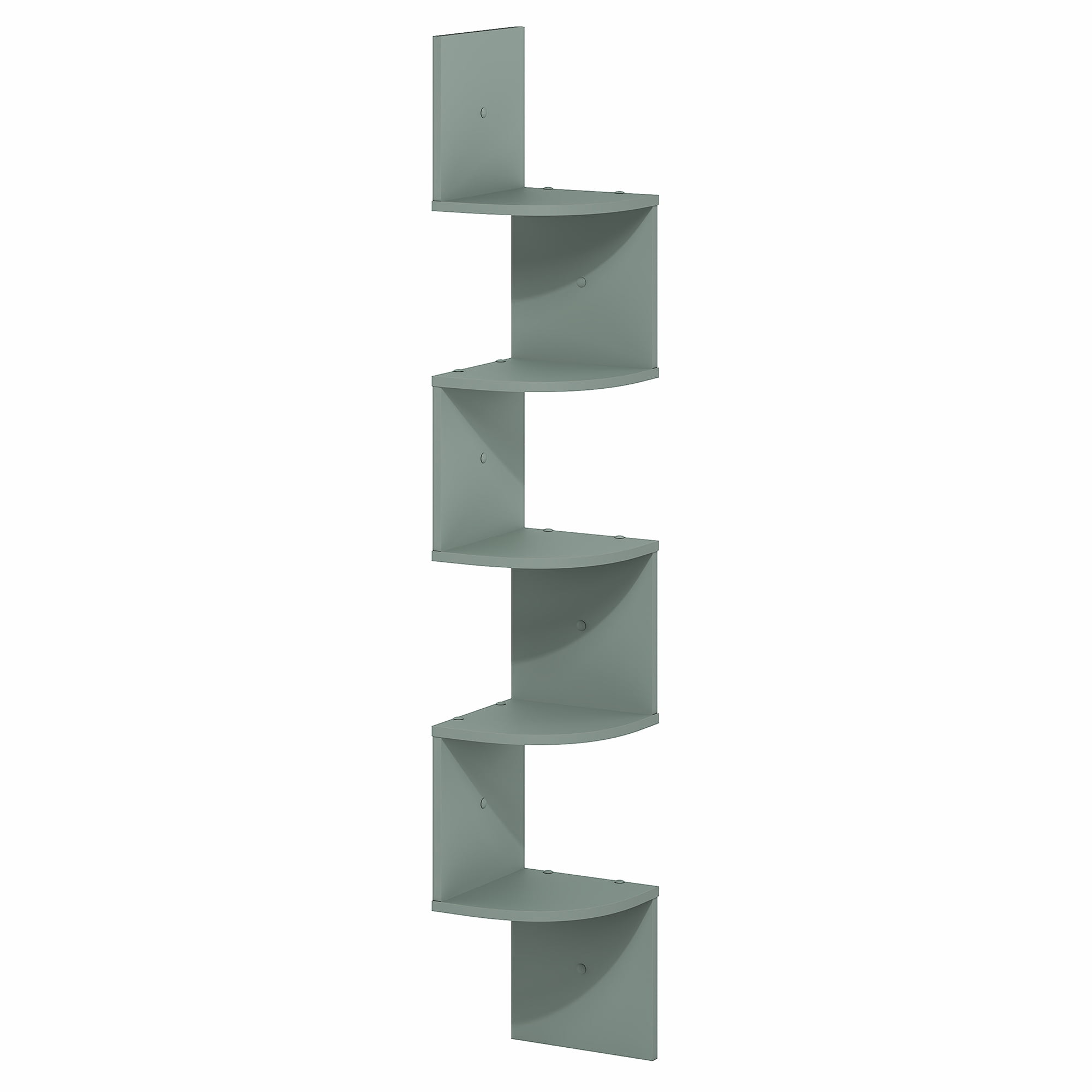 Furinno ROSSI 5-Tier Zigzag Corner Wall Shelf Floating Bookcase in Sage Green
